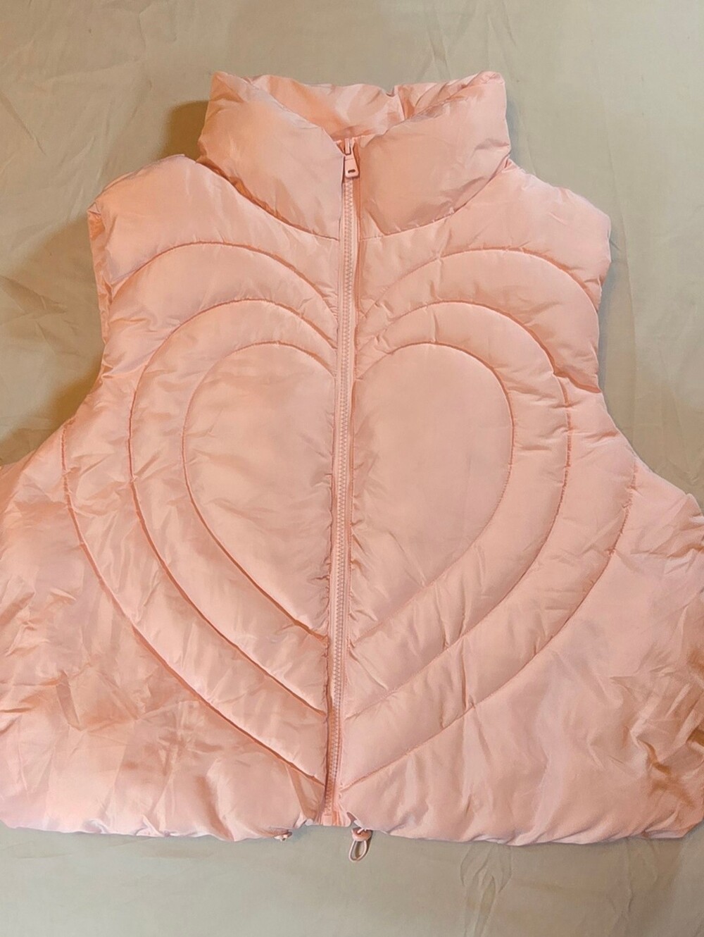 No Boundaries Pink Heart Quilted Puffer Vest Women's Size XL 16-18 Y2K Coquette